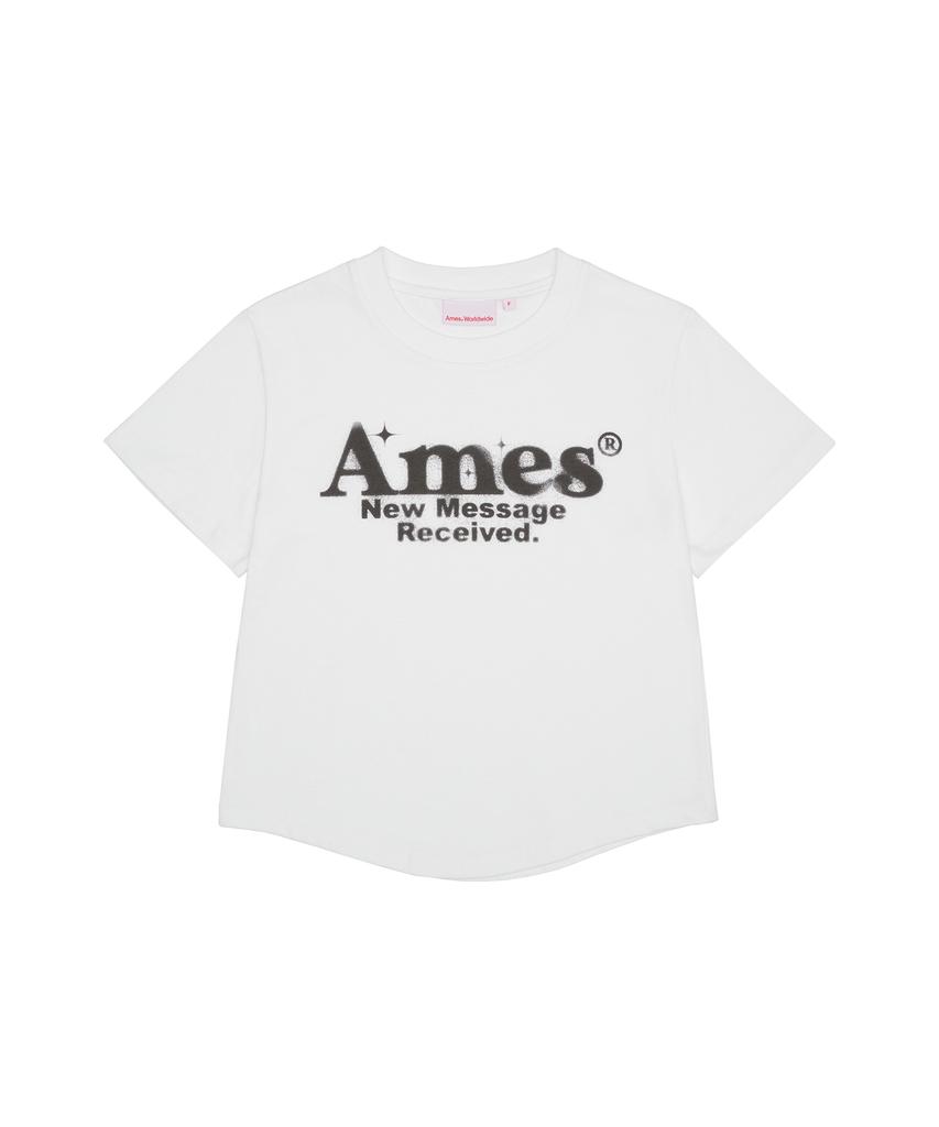 AMES-WORLDWIDE Round Hem Crop Tee White