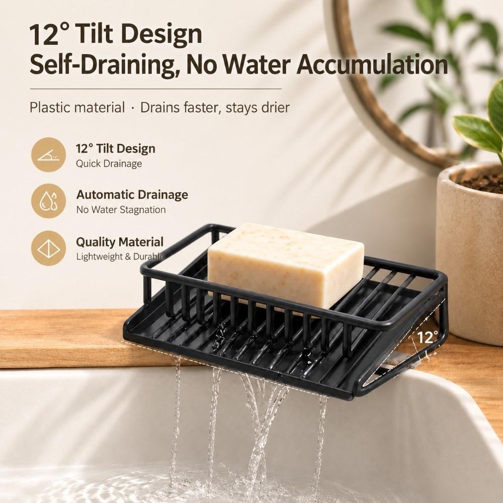 Plastic Bar Soap Holder Self Draining Soap Saver Dish Modern Sponge Dispenser Kitchen Sink