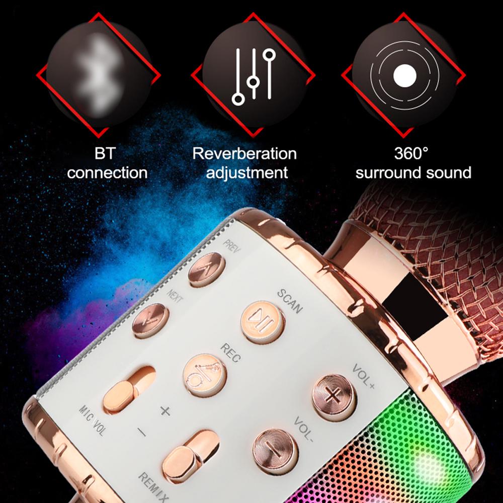 Portable BT Microphone Wireless Microphone Professional Speaker Music Player Handheld Microphone Singing Recorder Mic