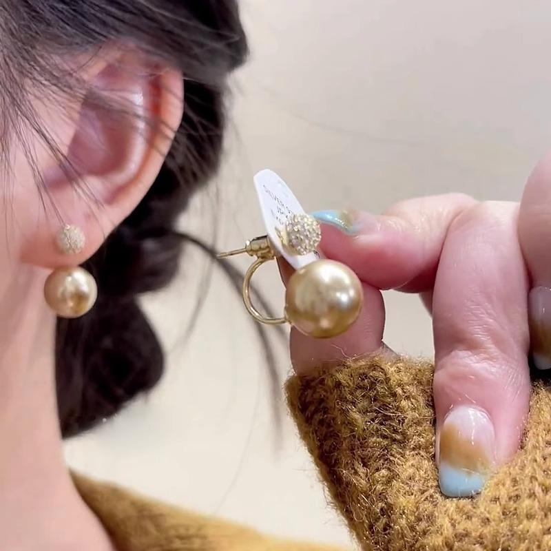 

Niche High-end Earrings Champagne Golden Beads золотий