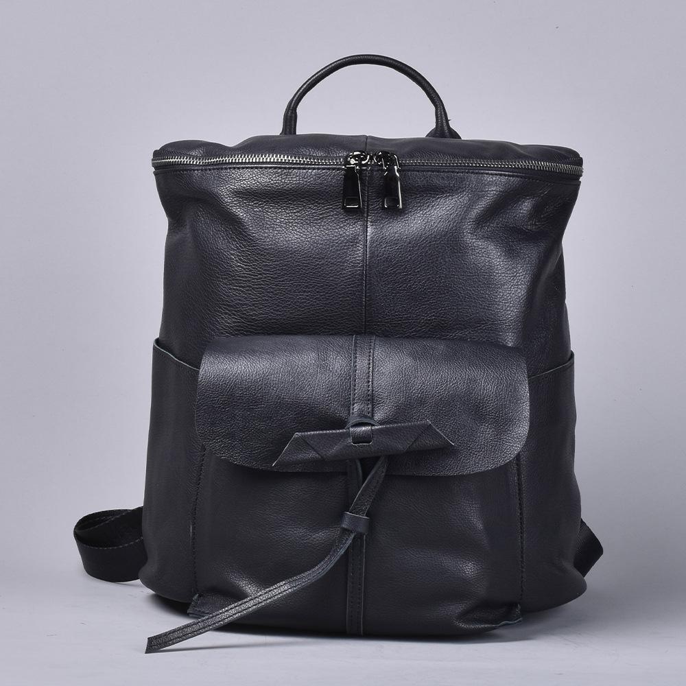 Retro Genuine Leather Colored Polished Old Cowhide Backpack Bucket Bag Casual Women'S Backpack