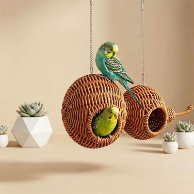 Rattan Parrot Nest Hand-woven Wear-resistant Bite-resistant Breathable Removable & Washable Birdcage Supplies