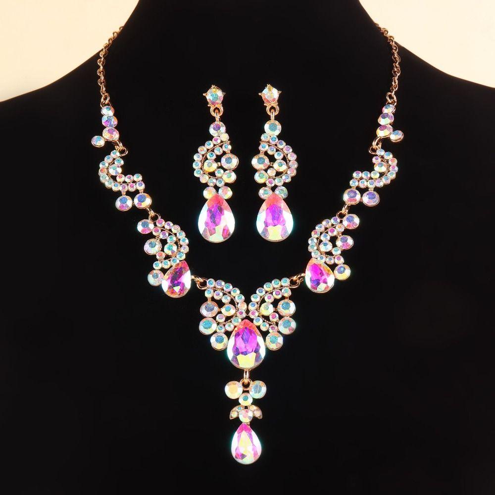 Luxury Rhinestone Jewelry Set Shiny Wedding Bridal Accessories Women's Jewelry Set Women Girl