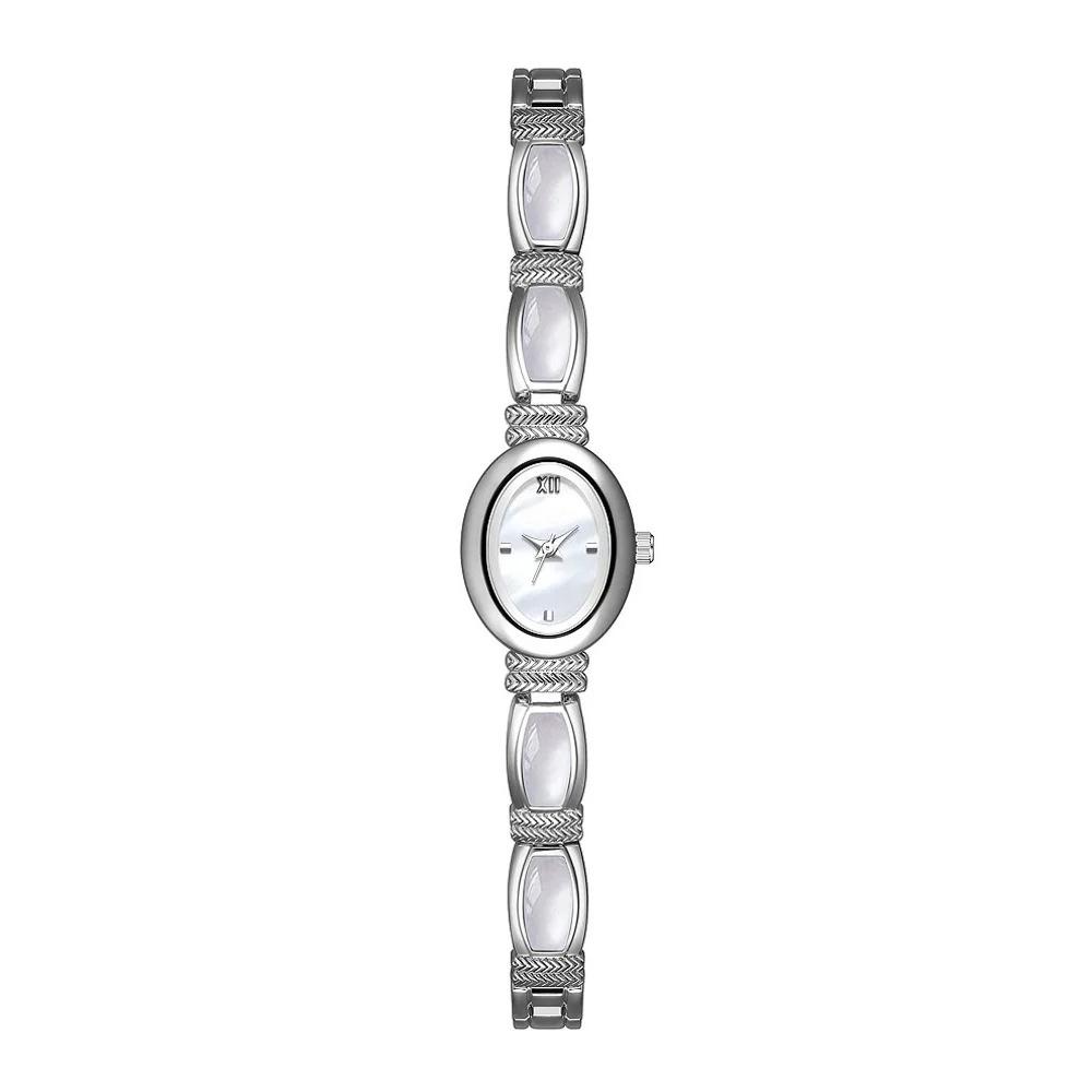 Women Shells Bracelet Watches Oval Dial Clock Quartz Wristwatch