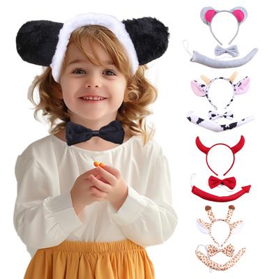 Σετ Αυτιά, Κεφαλόδεσμος, Ουρά, Παπιγιόν Αποκριάτικης Στολής Ζώου για Νήπια και Παιδιά Ρυθμιζόμενη Βελούδινη Αποκριάτικη Στολή Ζώου για Απόκριες, Cosplay, Παράσταση