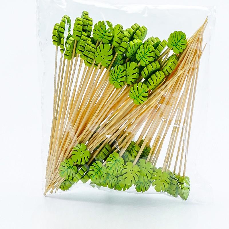 

100 шт. Зеленые круглые листья Коктейльные шпажки, Рождественская вечеринка Кухонные принадлежности Зубочистки Декоративные коктейльные шпажки, Хэллоуин