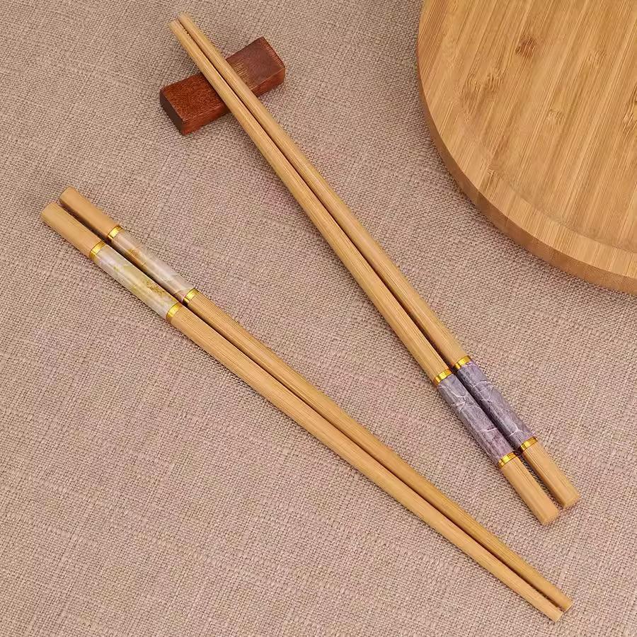 Creative Anti-Mold Bamboo Chopsticks Set: Natural, Non-Slip, Eco-Friendly, Printed Design, 5-20 Pairs
