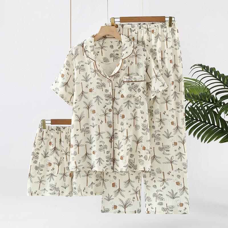 Dámská dvoudílná souprava Topy s kulatým výstřihem a dlouhým rukávem Kalhoty s elastickým páskem Pyžamová souprava pro volný čas