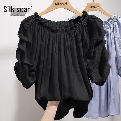 Sibaishe Söt volangig off-shoulder chiffongblus