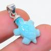 Natural Larimar Gemstone Handmade 925 Sterling Silver Jewelry Pendant 1.10" W9O50