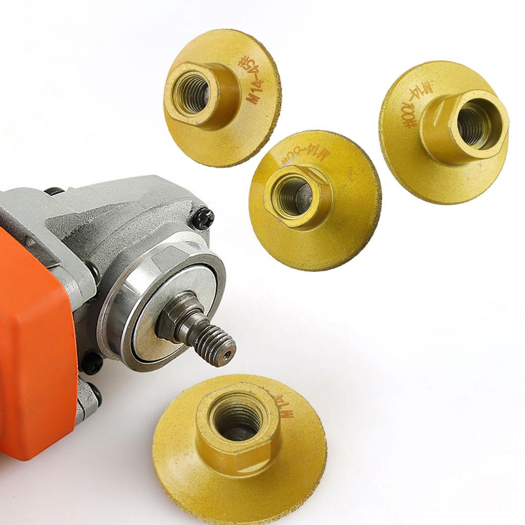 3pcs Grinding Wheel Brazed Grinding Head 14mm Thread For Marble Granite Terrazzo Quartz Concrete Polishing