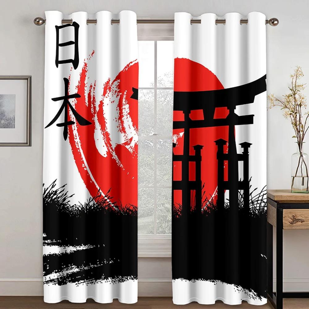Japaness Anime Bushido Cartoon Curtains Blinds Great for Living Area Kids Bed Room Bathroom Kicthen Workroom Door Home Decoration