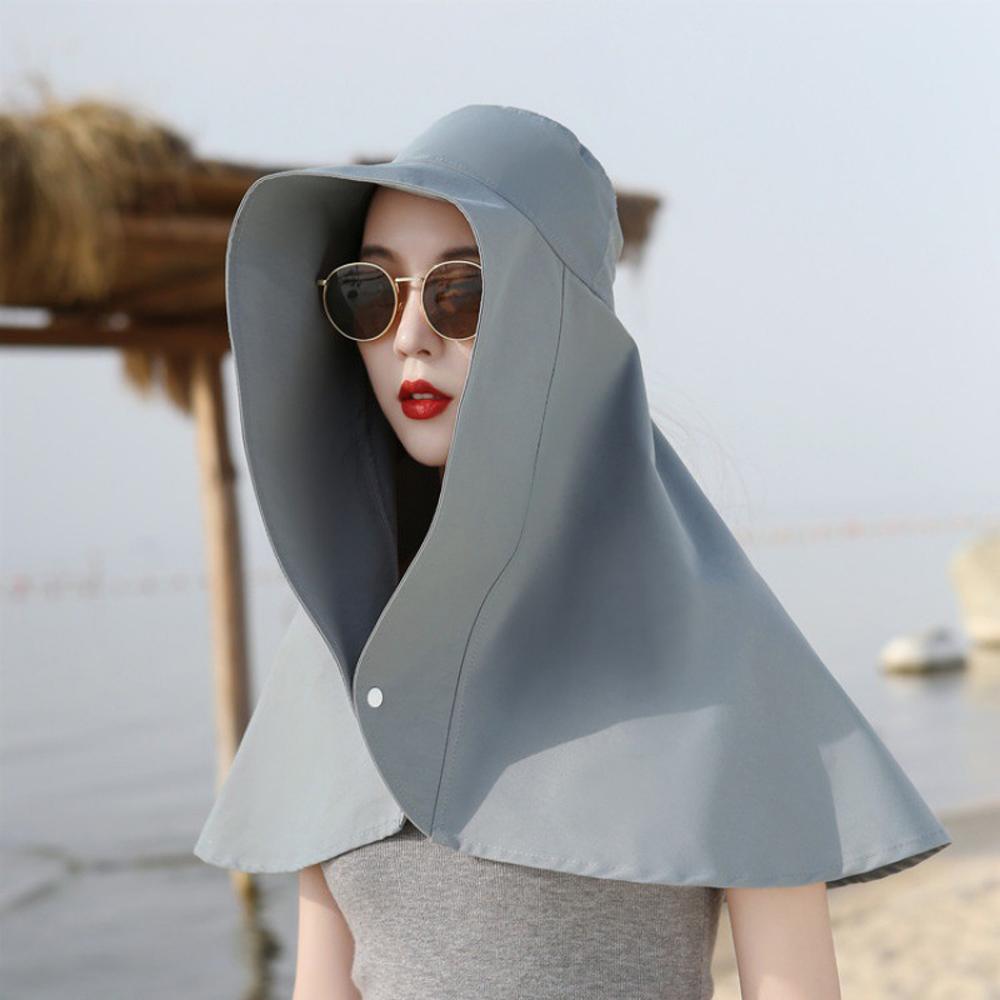 Women Large Brim Sun Hat New Bucket Cap with Neck Flap Full Protection Anti-UV Washable Beach Hats Ladies Panama Hat