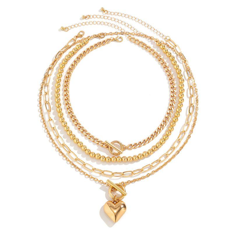 

Necklace Suit CCB Peach Heart Trendy Trip Shoot Cross Chain Gold