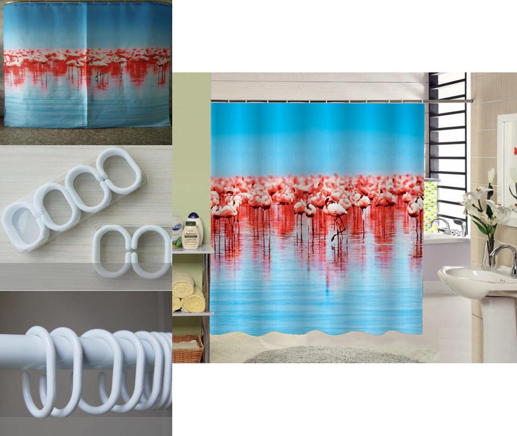Luxurious 3d Waterproof Polyester Shower Curtain With Elegant Red-crowned Pattern