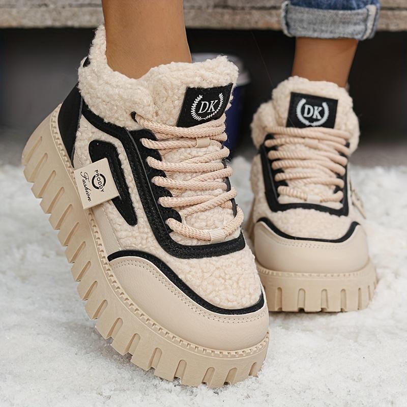 

Корейская версия кроссовок для женщин, зимние с плюшевой подкладкой, высокие, студенческие, повседневные спортивные туфли 40