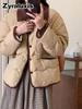 Women's Puffer Coat with Lambswool Blend and Stand Collar for Fall Winter Casual Wear