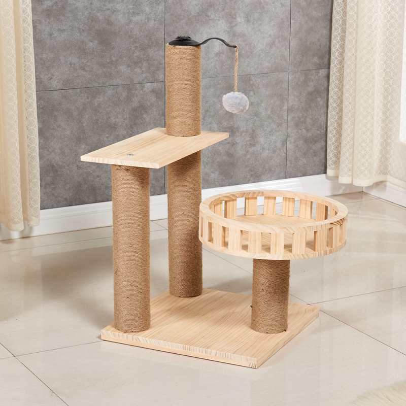 Multifunctional Rattan Cat Tree with Sisal Posts, Velvet Mats, Climbing Platform, Scratch Boards, and Cozy Nest for All Seasons