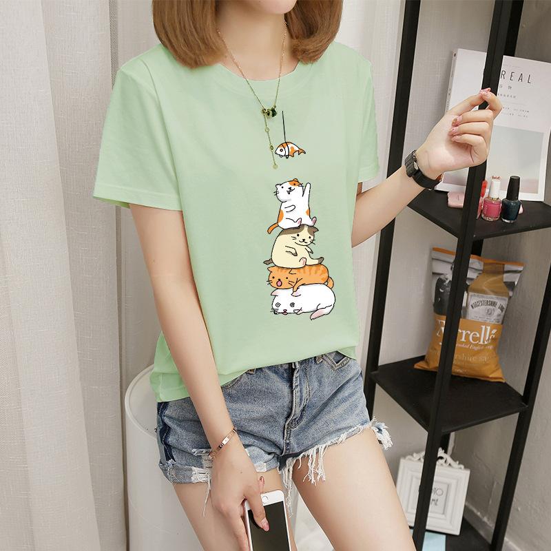 Women's short-sleeved t-shirt women's summer new Korean version cartoon student crew-neck bottoming shirt