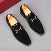 Fashion New Men's Cow Suede Leather Slip On Shoes Male Designer Metal Button Loafers Wdding Prom Homecoming Footwear Zapatos Hombre