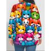 Women's Long-sleeved Shirt Cute Cat Print Loose Print Shirt Colorful Cat Head Medium and Long