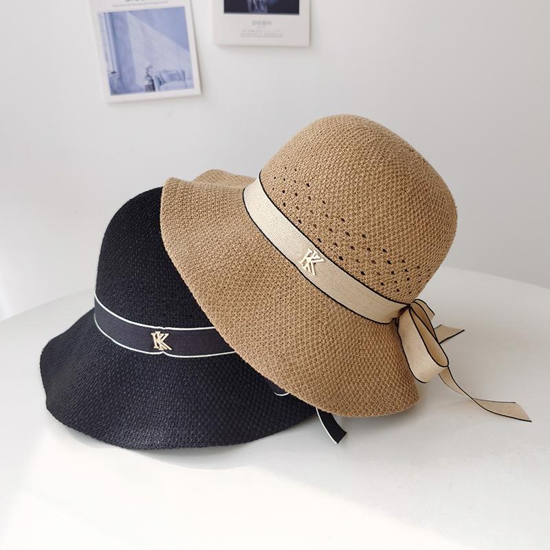 

Hat female trendy brand new versatile bucket hat knitted bucket hat spring and summer visor fashion basin hat Adult (56-58cm) хакі