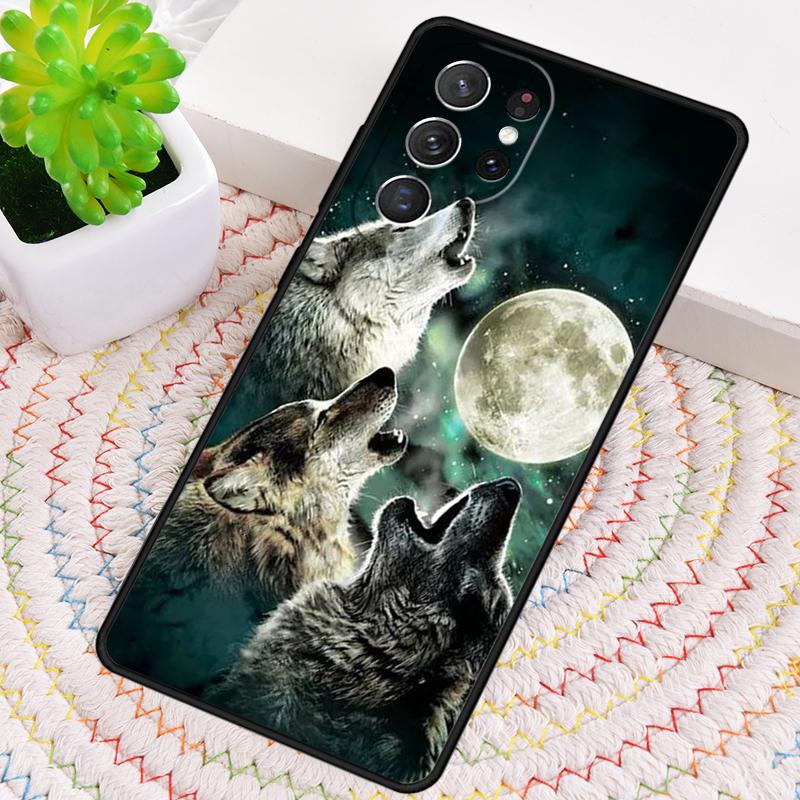 Wolf Moon Howl TPU Phone Case For Samsung Galaxy note 10 pro S26 S25 S24 S23 S22 Ultra Plus S21 FE S20 Shockproof Cover