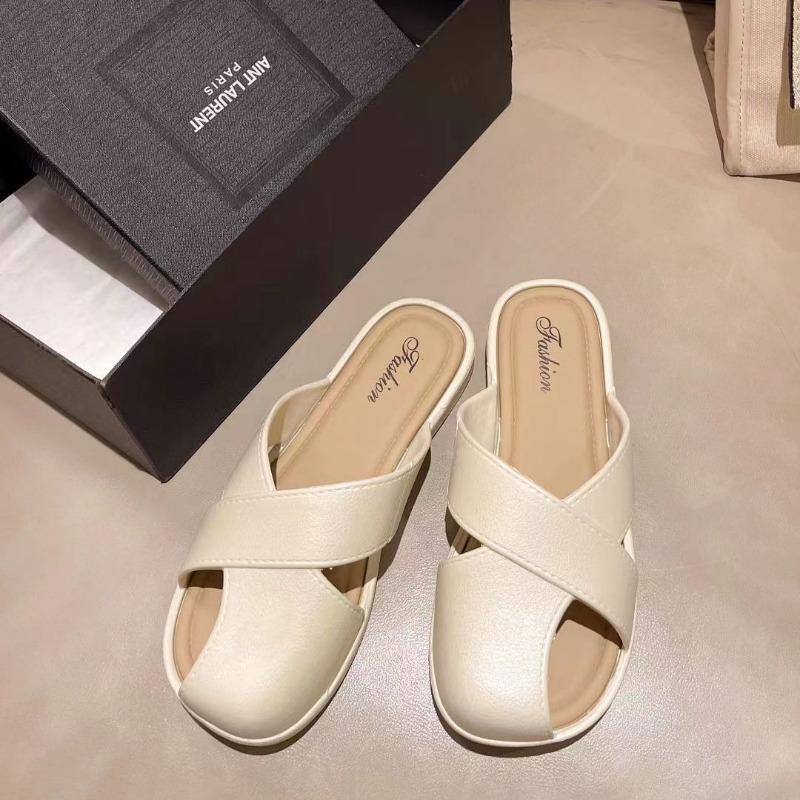 

Тапочки женские носят на низком каблуке и на одной педали мягкая подошва новые летние тапочки с закрытым носком с юбкой фея прохладные тапочки 40-41 (one size smaller)