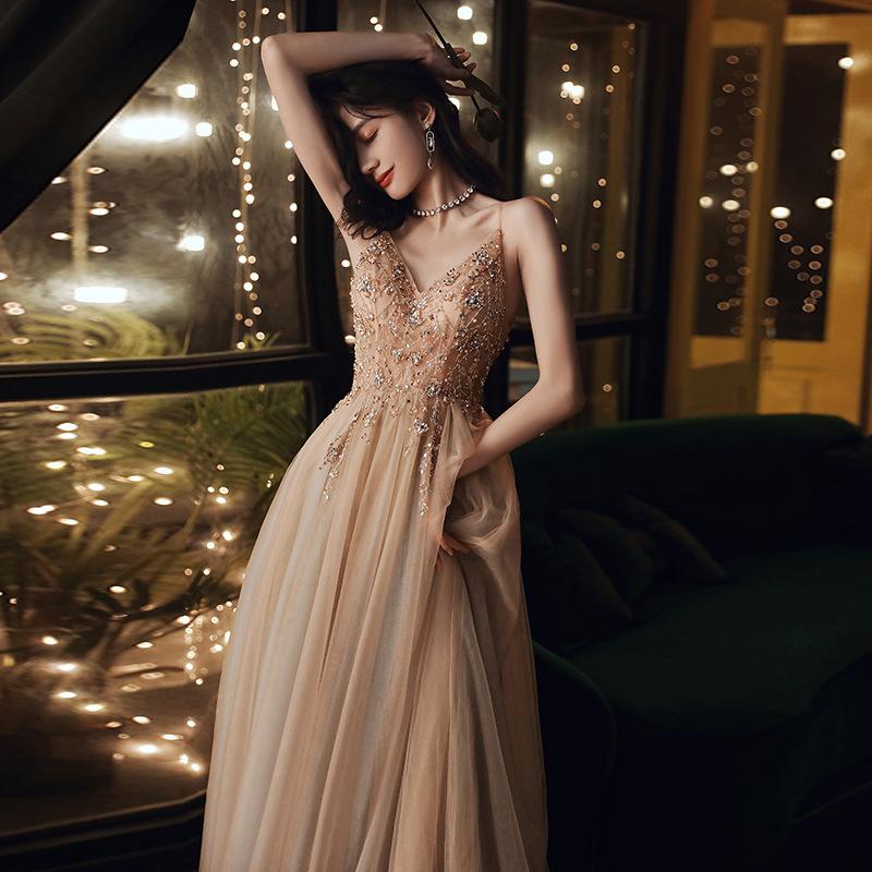 Evening dress dress women's 1011 new summer suspender annual meeting birthday party fairy long temperament banquet dress