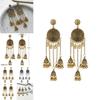 Retro Indian Style Ear Jewelry With Alloy Flower Pattern And Bell Tassels