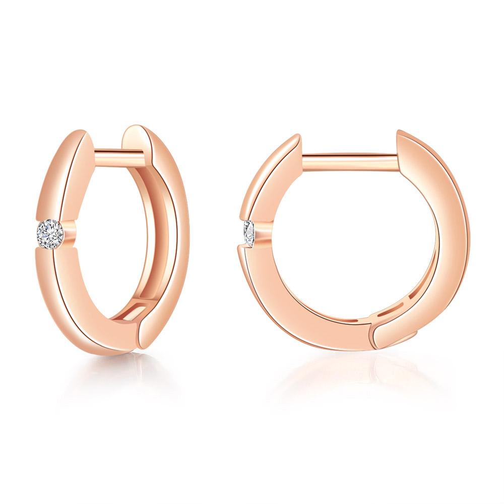 Orecchini Classici Brillanti in Zirconia Cubica da Donna Colore Oro Rosa Carini Mini Accessori per Orecchie Lobe Gioielli alla Moda E547