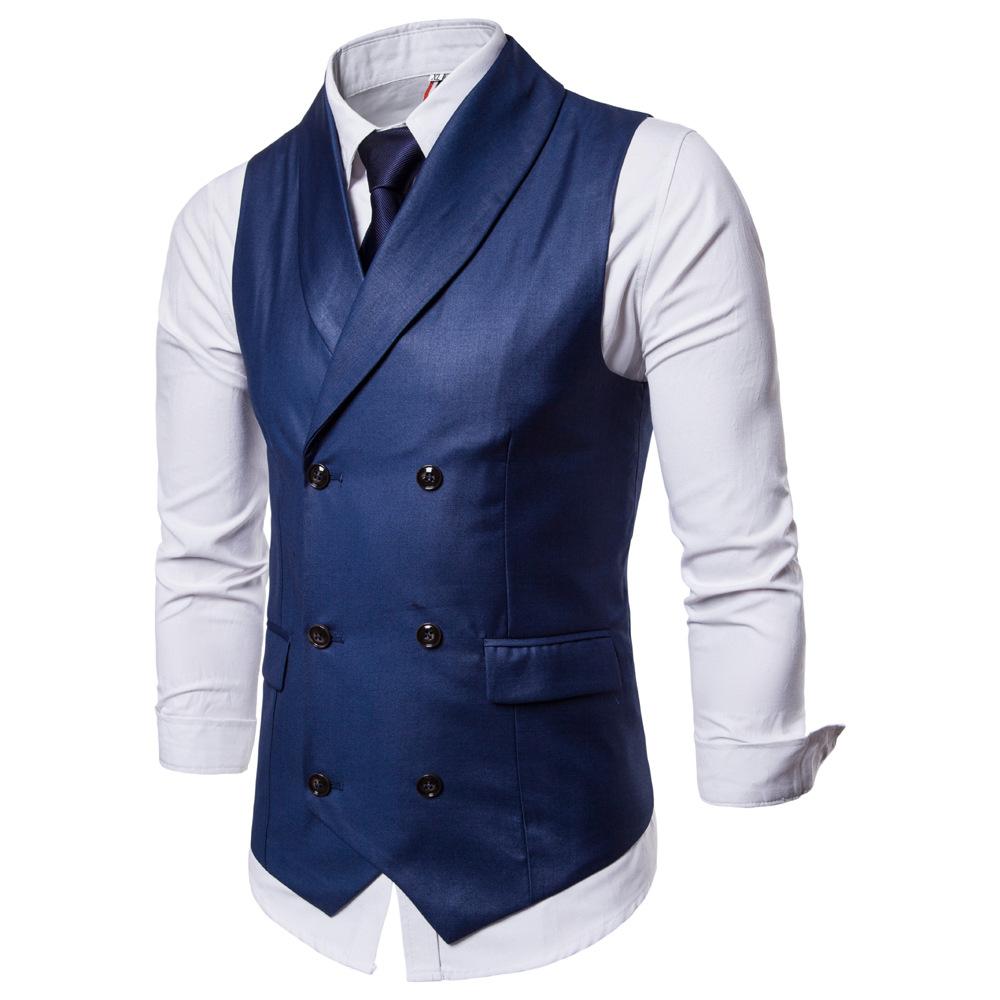 Men's Korean Style Autumn Suit Vest Solid Color Slim Fit Classic Streetwear Single Breasted Waistcoat for Party