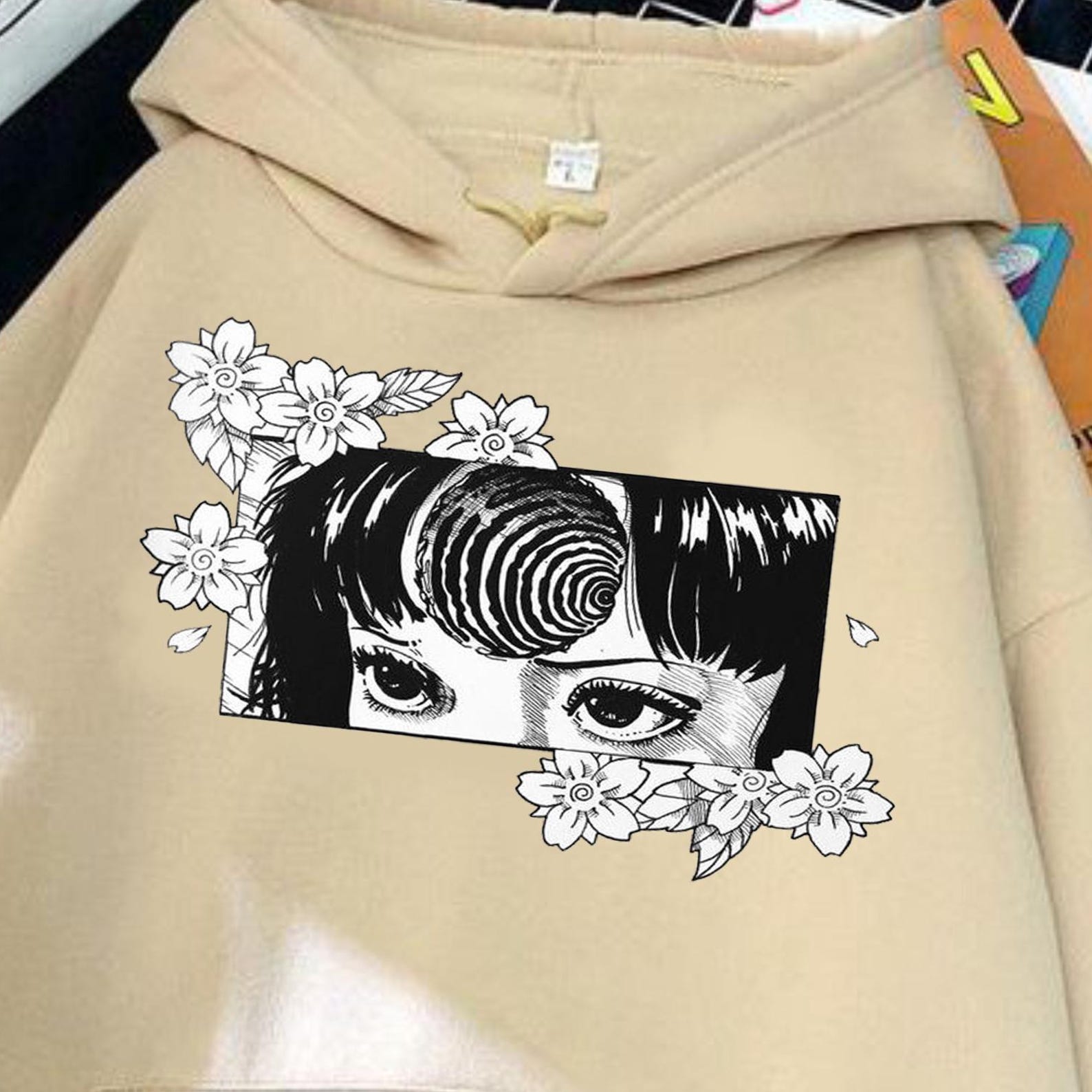90s Anime Manga Creepy Girl Hoodie: Tomie Anime Horror Shirt, Japanese Dark Anime Sweat, Girl Eyes Shirt, Gothic Manga Horror Unisex Hoodie S