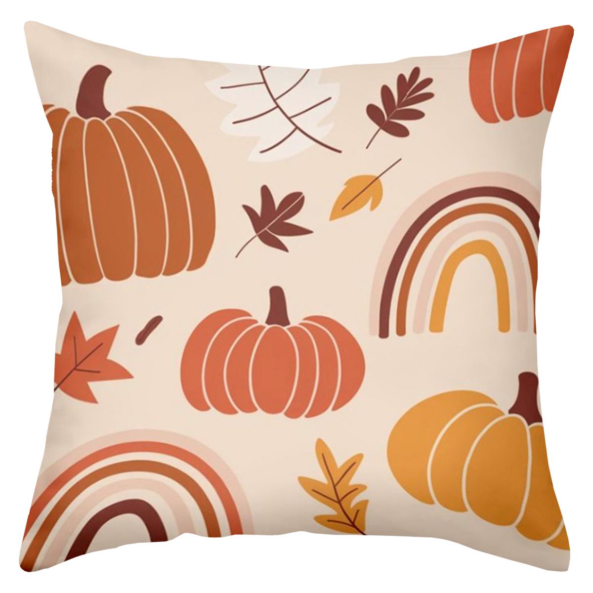 

1 шт. - 2D плоская печать Осенние тыквы Радужный узор Подушки Полиэстеровая наволочка диванная декоративная наволочка 16x16Inch