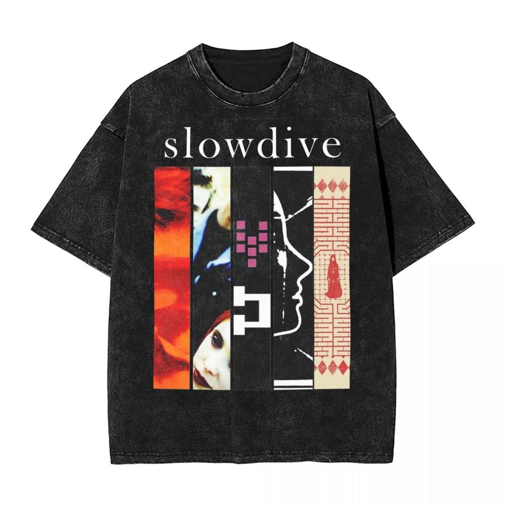 Slowdive Diskografi Vasket T-skjorter Streetwear Hip Hop Retro T-skjorter T-skjorte Menn Kvinner Kortermet Trykt
