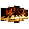 HD impresso 5 peças de arte em tela teclas de piano pintura a fogo emolduradas imagens de parede modulares para sala de estar