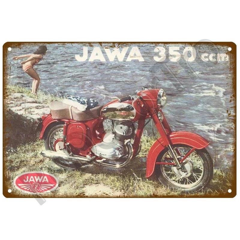 JAWA Vintage Nástěnný Plakát Vintage Retro Nástěnný Domácí Restaurace Dekorace Plaketa Kovová Nástěnná Dekorace Umění Kovová Značka Plechová Značka Talíř