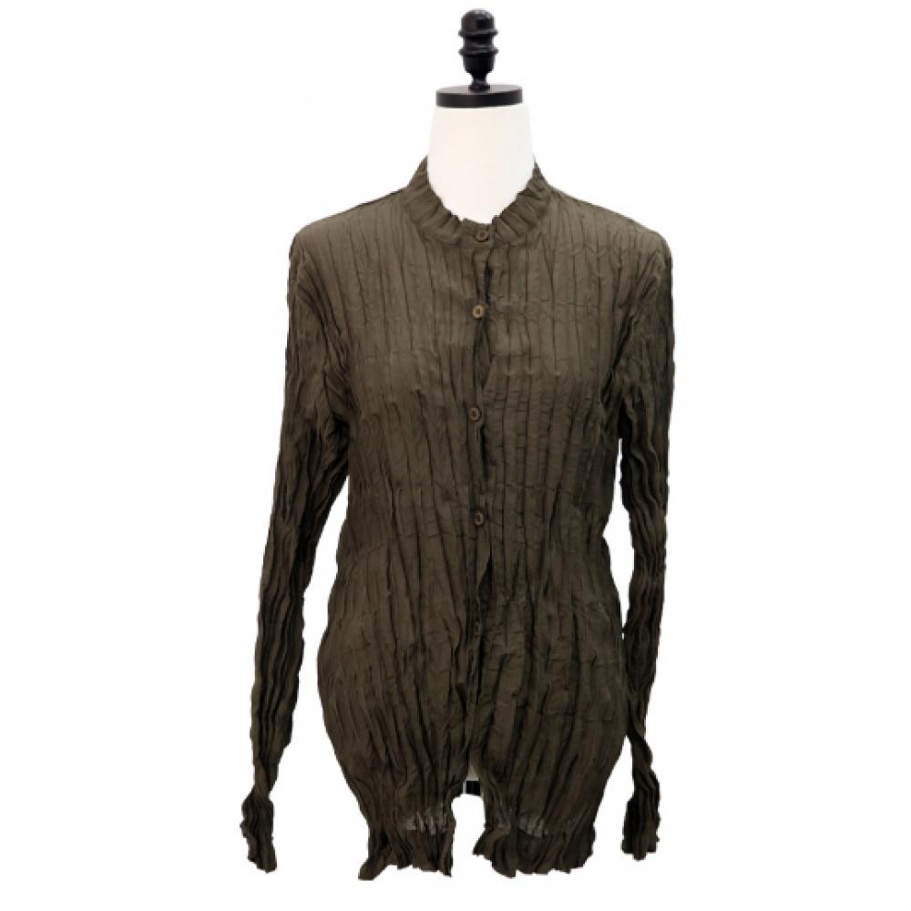 Shiz Madam Women Natural Pleats China Long Shirt T57492