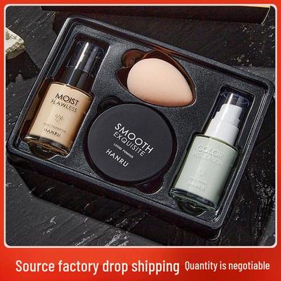 Hanru Damenvierer-Make-up-Set: Foundation, Concealer, Primer, Fixierpuder