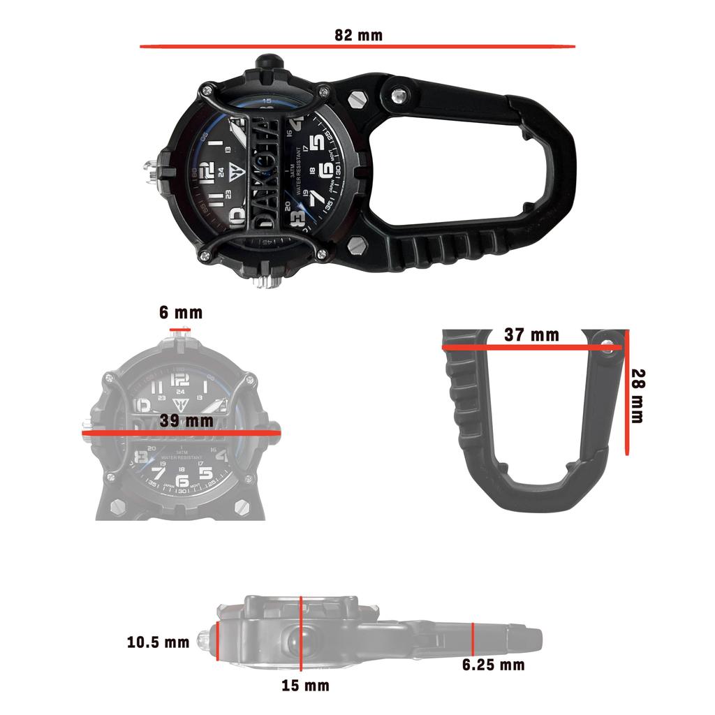 Dakota Microlight Clip Watch Pocket Watch Waterproof Carabiner Watch LED Flashlight Dial Protection Yes/No [Item]