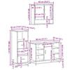 3 Piece Bathroom Furniture Set Smoked Oak Wood Based Material