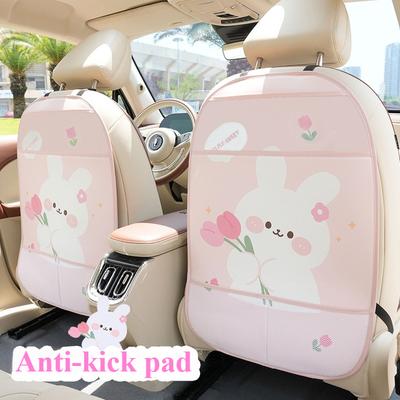 Cartoon Car Seat Back Anti-kick Pad, Car Anti-dirt and Anti-kick Protective Pad, Cute and Creative Car Rear Seat Storage Pad