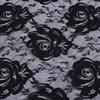 Black Peony Stretch Lace Bodysuit with Large Peony Flower Trim