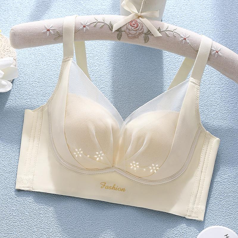 Hole cup breathable without steel ring adjustment bra cover gathered to prevent sagging can be large and small chest