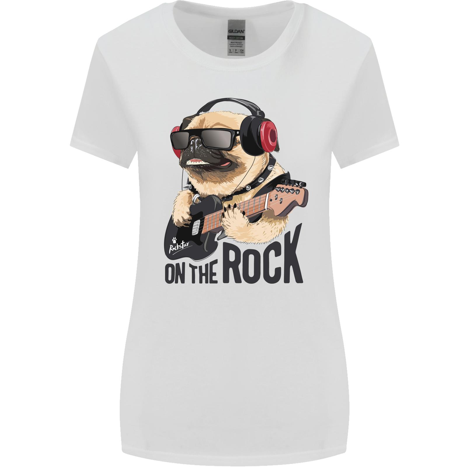 Rock n Roll Pug Funny Guitar Heavy Metal Womens Wider Cut T-Shirt XXXXL
