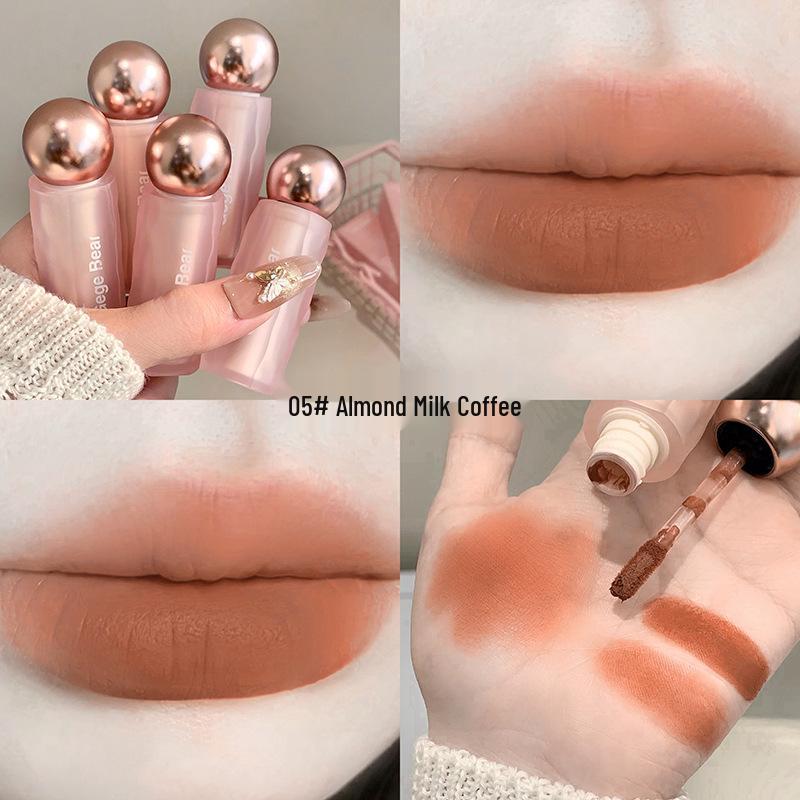 Gege Bear Бархатистая Туманная Стойкая Матовая Грязь для Губ - Нелипкий и Отбеливающий Блеск для Губ.