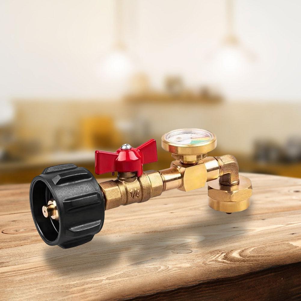 QCC1 Propane Refill Adapter with Valve and Gauge Propane Refill Pressure Adapter for 1 LB Propane Tank To Be Refilled