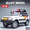 Model ze slitiny Toyota FJ Cruiser Camper v měřítku 1/24, chladný zvuk a světlo, otevíratelný na mnoha místech karoserie, čtyřkolový tlumič