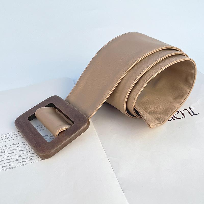 Women's Autumn and Winter Belt Wide Versatile Dress Skirt Decorative PU Waist Seal Simple and Fashionable Waist Belt High-end Feeling