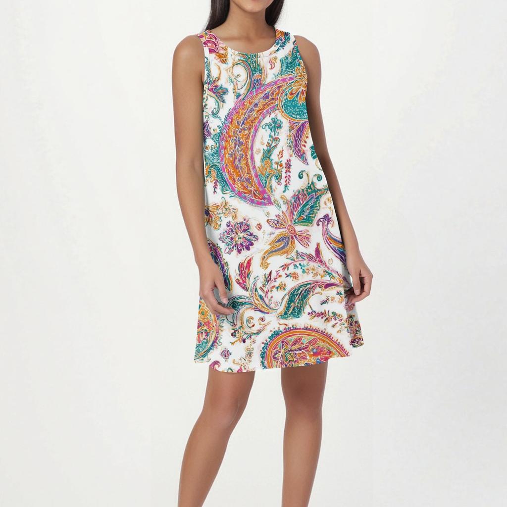 Summer Dresses for Women 2026 Sleeveless Floral Print Casual Loose Fit Summer Dress for Beach Sundresses for Women 2026 Style